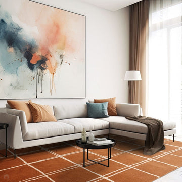 Albany Grid Modern Geometric Hand-Woven Wool Rust/Cream Rug-Asiatic Carpets-Rug Love - The Most Loved Rug Store